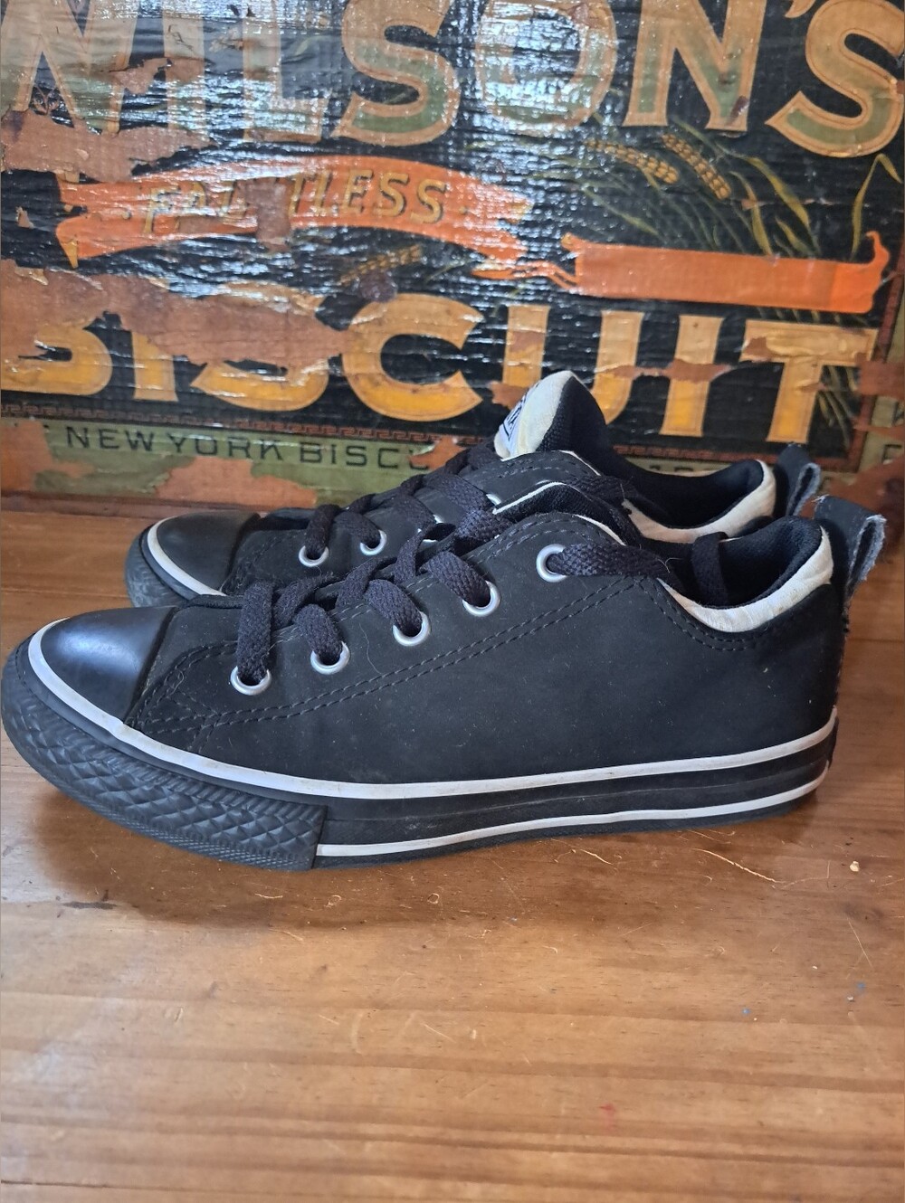 Converse All Star Black Dual Color Ox Low Top Sneakers Junior Size 2 637662C